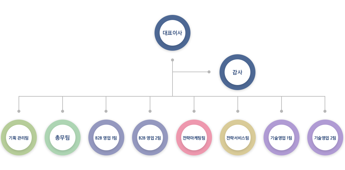 대표이사 B2B영업팀 기술영업팀 전략마케팅팀 기획관리팀